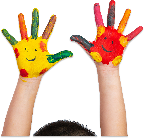 Children's painted hands